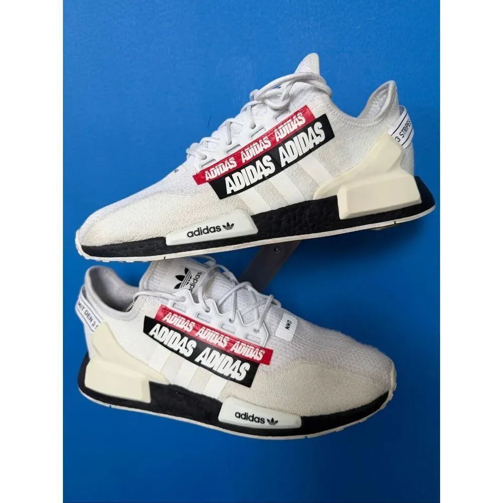 adidas NMD R1 V2 Overbranded 2020 White Black H02537 Men's Size 11